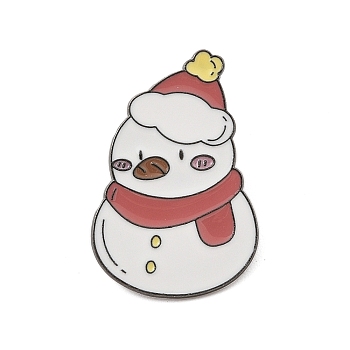 Christmas Theme Zinc Alloy Enamel Pin Brooch for Backpack Clothes, Snowman, 31.5x21mm