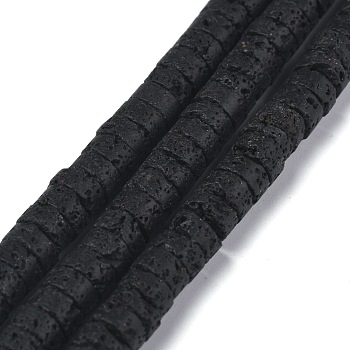 Natural Lava Rock Beads Strands, Heishi Beads, Flat Round/Disc, 6x3mm, Hole: 1mm, about 119~131pcs/strand, 14.76~15.74 inch(37.5~40cm)