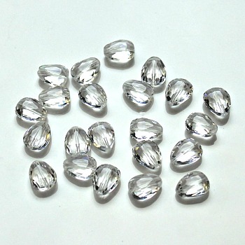 Imitation Austrian Crystal Beads, Grade AAA, Faceted, teardrop, Clear, 12x9x3.5mm, Hole: 0.9~1mm