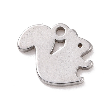 304 Stainless Steel Charms, Squirrel Charms, Stainless Steel Color, 8x9.5x1mm, Hole: 1mm