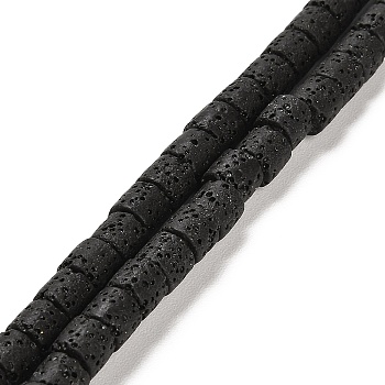 Natural Lava Rock Beads Strands, Column, Dyed, Black, 6~6.5x6~6.5mm, Hole: 1.4mm, about 62pcs/strand, 15.75 inch(40cm)