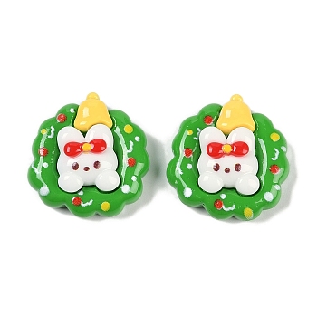 Christmas Opaque Resin Decoden Cabochons, Christmas Wreath, 21x20.5x8mm