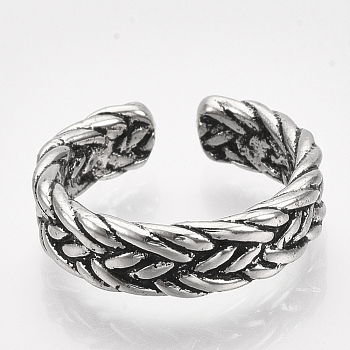 Alloy Cuff Finger Rings, Wide Band Rings, Antique Silver, Size 7, 17mm