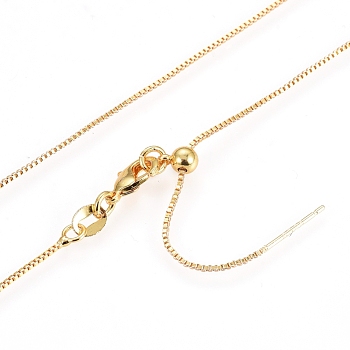 Adjustable Electroplate Brass Venetian Chain Necklaces, Long-Lasting Plated, with Lobster Claw Clasps and Round Beads, Golden, 18.3 inch(46.5cm)