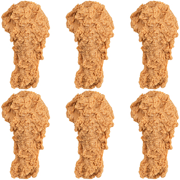 6Pcs Artificial Plastic Fried Chicken Leg Model, Imitation Food, for Display Decorations, Sandy Brown, 82.5x48x35.5mm