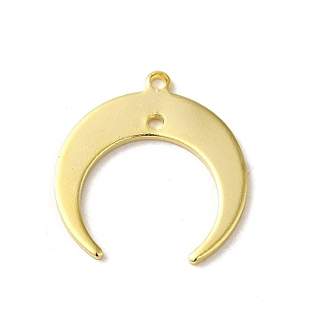 Brass Pendants, Moon Charms, Real 24K Gold Plated, 19x18x1mm, Hole: 1.2mm
