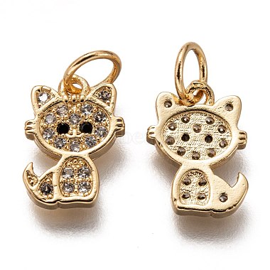Brass Micro Pave Clear Cubic Zirconia Charms(ZIRC-C020-38)-7