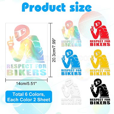 6 Sheets 6 Colors PET Cartoon Self Adhesive Car Stickers(STIC-GA0001-19)-2