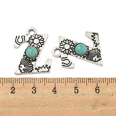 Synthetic Turquoise & Alloy Pendants(PALLOY-H146-01AS-Z)-2