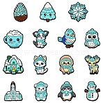 15Pcs 15 Styles Winter Themed Silicone Bead Sets, Mixed Color, Mixed Shapes, 29~31.5x21.5~30.5x7~8mm, Hole: 2mm, 1pc/style(SIL-CJ0003-16)