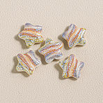 15Pcs Printed Resin Beads, Star, with Glitter Powder, Colorful, 15x16x6mm, Hole: 1.8mm(RESI-CJC0006-036E)