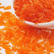 Glass Bugle Beads, Seed Beads, Orange, Size: about 1.8mm in diameter, hole: 0.6mm, about 1102pcs/50g(X-TSDB6MM9T)