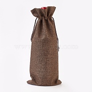 Imitation Burlap Pouches, Bottle Bag, Drawstring Bags, Camel, 34~35x14~15cm(ABAG-WH0012-A04)