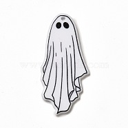 Halloween Printed  Acrylic Pendants, Ghost Charms, White, 46x21x2.5mm, Hole: 1.8mm(MACR-G061-06)