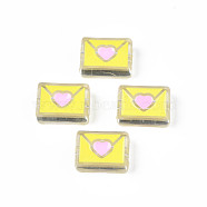 Transparent Acrylic Beads, with Enamel, Envelope, Champagne Yellow, 22x16x9mm, Hole: 3mm(ACRC-S039-11C)