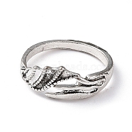 Alloy Wing Open Cuff Ring for Women, Antique Silver, Wide: 2.5~9mm, US Size 8 1/2(18.5mm)(RJEW-K239-17G-AS)
