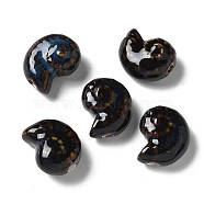 Handmade Porcelain Beads, Snail, Coconut Brown, 20~21x16~17x9~10.5mm, Hole: 3mm(PORC-L080-F13)