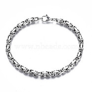 201 Stainless Steel Byzantine Chain Bracelet, Constellation Pattern Bracelet for Men Women, Stainless Steel Color, 8-5/8 inch(22)(BJEW-S057-85)