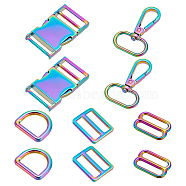 WADORN DIY Jewelry Making Finding Kit, Including Zinc Alloy Swivel Clasps & Buckles & Side Release Buckles, Rainbow Color, 21.6~51x25.5~32.5x3.6~6mm, 10Pcs/box(DIY-WR0003-51)