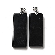 Natural Obsidian Big Pendants, Rectangle Charms, with Rack Plating Platinum Plated Brass Snap on Bails, Lead Free & Cadmium Free, 48~51x19~20x6~7.5mm, Hole: 5.7x4mm(G-H286-06P-06)