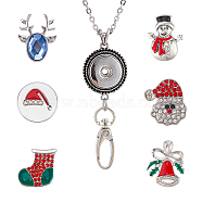 DIY Interchangeable Christmas Office Lanyard ID Badge Holder Necklace Making Kit, Including Tree & Hat Alloy Snap Buttons & Snap Keychain Making, 304 Stainless Steel Cable Chains Necklaces, Mixed Color, 8Pcs/box(DIY-SC0022-02)