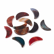 Natural Crackle Agate Pendants, Dyed & Heated, Moon, 37~38.5x16~22x3.5~5.5mm, Hole: 1.5~2mm(G-B030-22A)