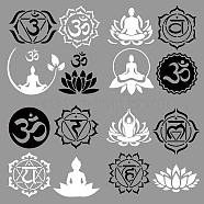 4Pcs 4 Styles Chakra Square PET Waterproof Self-adhesive Car Stickers, Reflective Decals for Car, Motorcycle Decoration, Black, Lotus Pattern, 200x200mm, 1pc/style(DIY-GF0007-45D)