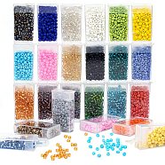 Glass Seed Beads, Opaque Colours Seed, Round, Mixed Color, 4mm, Hole: 1~1.5mm, 100pcs/color, 2400pcs/box(SEED-PH0012-21)
