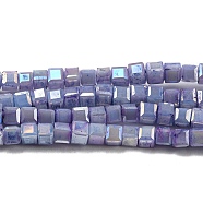 Baking Painted Glass Beads Strands, Imitation Jaed, AB Color, Faceted, Cube, Medium Purple, 2.5x2.5x2.5mm, Hole: 0.8mm, about 191~193pcs/strand, 18.11~18.50 inch(46~47cm)(DGLA-F002-05C)