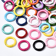 Spray Painted Eco-Friendly Alloy Spring Gate Rings, O Rings, Snap Clasps Ring, Cadmium Free & Nickel Free & Lead Free, Mixed Color, 25x4mm(X-PALLOY-T080-01-NR)