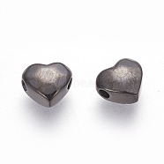 304 Stainless Steel Beads, Heart, Manual Polishing, Electrophoresis Black, 7.5x8.5x4mm, Hole: 1.5~1.6mm(STAS-O119-23B)