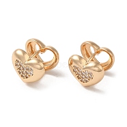 Brass Cubic Zirconia Hoop Earrings for Women, Heart, Light Gold, 12x10.5x11.5mm(EJEW-M238-06KCG)