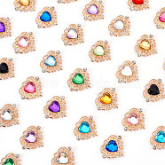 32Pcs 16 Colors Acrylic Pendants, with Golden Tone Alloy Rhinestone Finding, Heart Charm, Mixed Color, 21.5x25x4mm, Hole: 2.4x2.3mm, 2pcs/color(FIND-GA0003-07)
