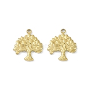 Ion Plating(IP) 304 Stainless Steel Pendants, Tree Charms, Real 18K Gold Plated, 16x13.5x2mm, Hole: 1.6mm(STAS-R233-12G)