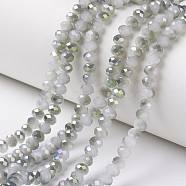 Electroplate Glass Beads Strands, Imitation Jade Beads, Pearl Luster Plated, Half Green Plated, Faceted, Rondelle, Gainsboro, 2x1.5mm, Hole: 0.4mm, about 195pcs/strand, 11 inch(27.5cm)(EGLA-A034-J1mm-S04)