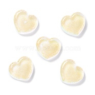 Transparent Resin Cabochons, with Glitter, Heart, Lemon Chiffon, 18x19.5x6.5mm(X-CRES-P019-04H)
