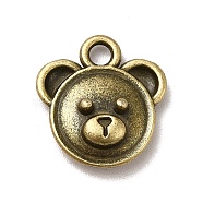 Tibetan Style Alloy Charms, Cartoon Style Bear Head Charms, Antique Bronze, 13x12.5x4mm, Hole: 1.5mm, about 769pcs/1000g(PALLOY-M198-33AB)