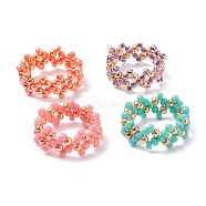 4Pcs 4 Colors Glass Seed Beads Braided Finger Rings Set for Women, Red, US Size 8 1/2(18.5mm)(RJEW-JR00419)