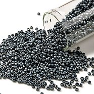 TOHO Round Seed Beads, Japanese Seed Beads, (612) Matte Color Gun Metal, 11/0, 2.2mm, Hole: 0.8mm, about 1110pcs/10g(X-SEED-TR11-0612)
