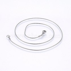 304 Stainless Steel Snake Chain Necklaces, with Lobster Claw Clasps, Stainless Steel Color, 20 inch(50.8cm), 1.2mm(NJEW-E122-32C)