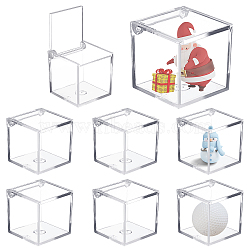 Square Transparent Plastic Candy Storage Case, Food Grade Snack Box with Hinged Lid, Clear, 5.85x5.85x5.85cm, Inner Diameter: 5.25cm(ODIS-WH0043-53)
