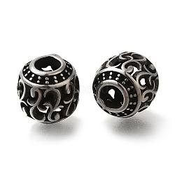 304 Stainless Steel European Beads, Large Hole Beads, Rondelle, Antique Silver, 10x10mm, Hole: 4mm(STAS-D191-09C-AS)