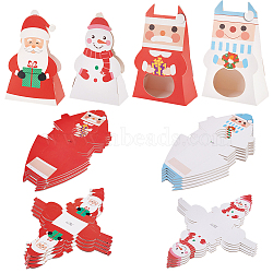 24Pcs 4 Styles Christmas Folding Gift Boxes, with Window, for Presents Candies Cookies, Mixed Color, 10~10.3x5~10.6x15.6~16.9cm, 6pcs/style(CON-BC0007-09)