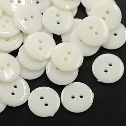 Acrylic Sewing Buttons, Plastic Buttons for Costume Design, 2-Hole, Dyed, Flat Round, White, 12x2mm, Hole: 1mm(BUTT-E084-E-01)