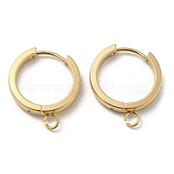 201 Stainless Steel Huggie Hoop Earrings Findings, with Vertical Loop, with 316 Surgical Stainless Steel Earring Pins, Ring, Real 24K Gold Plated, 18x3mm, Hole: 2.7mm, Pin: 1mm(STAS-A167-01O-G)