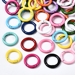 Spray Painted Eco-Friendly Alloy Spring Gate Rings, O Rings, Snap Clasps Ring, Cadmium Free & Nickel Free & Lead Free, Mixed Color, 25x4mm(X-PALLOY-T080-01-NR)