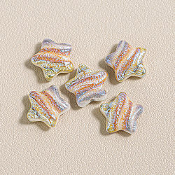 15Pcs Printed Resin Beads, Star, with Glitter Powder, Colorful, 15x16x6mm, Hole: 1.8mm(RESI-CJC0006-036E)