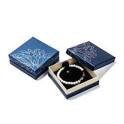 Cardboard Jewelry Bracelet Boxes, Velours inside, Medium Blue, 90x90x34mm(CBOX-E009-02)