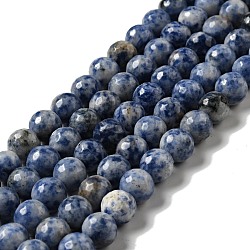 Natural Blue Spot Jasper Beads Strands, Frosted, Round, 10mm, Hole: 1.2~1.4mm, about 37~38pcs/strand, 14.25''~14.76''(36.2~37.5cm)(G-P476-01D-02)
