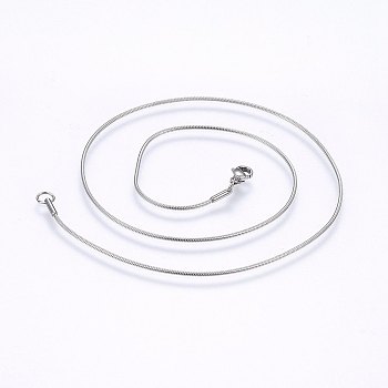 304 Stainless Steel Snake Chain Necklaces, with Lobster Claw Clasps, Stainless Steel Color, 20 inch(50.8cm), 1.2mm